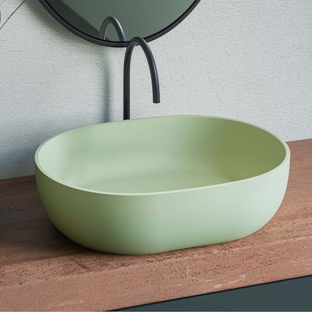 Ruvati 19-inch Avocado Lime Green epiStone Solid Surface Bathroom Vessel Sink RVB2119GN
